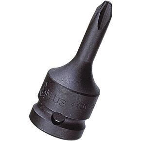 Genius Tools 3/8" Dr. PH.3 Phillips Impact Bit Socket, 52mmL (CR-Mo) - 3452R03
