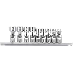 Genius Tools US-209M - 9 Piece 1/4" Drive Universal Hand Socket Set (12-Point), Metric 6mm-14mm, Cr-V Steel