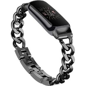 Bolesi Compatible with Fitbit Luxe Bands,Slim Metal Band Stainless Steel Adjustable Straps Replacement Bands for Fitbit Luxe Smart Watch for Women Men