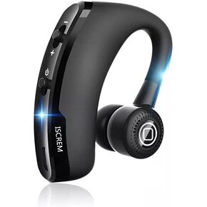 Bluetooth Headset Wireless Business Single earpiece Voice Answer in Ear Earbuds for Trucker Driving Running 10 Hour Battery Noise Cancelling Headphones Black V9
