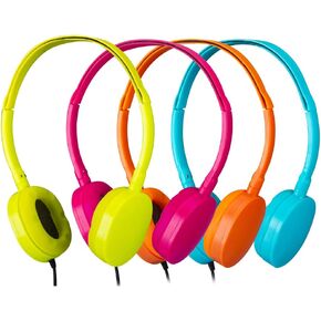 Bulk Headphones 4 pack school Sponge,Plastic headphones for classroom -YMJ(Y4 color mixed)Earphones Earbuds for kids,Students, Libraries, Laboratories (mix), 20 ounces