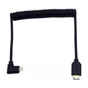 3.9ft UHD Mini HDMI to Micro HDMI 8K Coiled Cable, 90 Degree Right Angle Micro HDMI 2.1 to Straight Mini HDMI 2.1 Adapter Converter Spring Spiral Cable,3D 48Gbps, Support 8K@60Hz 4K@120Hz