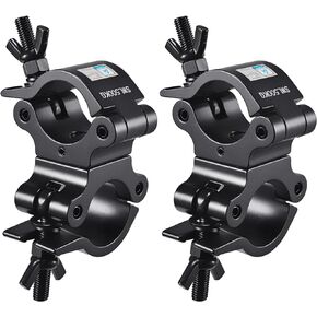 TUV Pro-Swivel Truss Clamp Black 2 inch, 2 Pack Rualin Heavy Duty 500kg Swivel Coupler 50mm Truss Clamps, Dual Head Turn As Needed Two 360 Degree Lighting Clamps, Fit truss OD 48-52mm / 2" in Kuwait