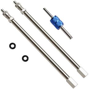 6 Inch Dually Valve Stem Extenders,Set of 2Pcs,Heavey Duty,150mm Straight Metal Dual Wheel Valve Stem Extensions for Truck Tires, RV Tires, Motorhome, Coach, Pickup, Motorcycle, Bike, Trailer