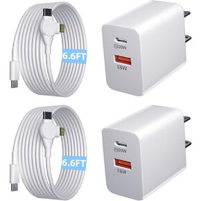 iPhone 14 15 Pro Max Charger Fast Charging, iPhone 15 Fast Charger 6.6FT USB C Long Cable Cord with iPhone Charger Block(A+C) PD 20W Wall Charger for iPhone 15/14/13/12/11/10 Pro Max, XS, XR, X, iPad