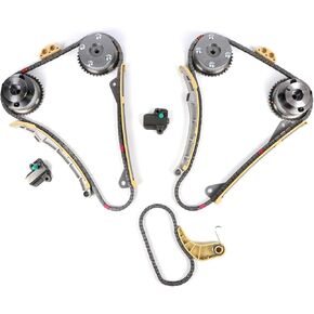 طقم سلسلة توقيت المحرك 24321-3L100 مع مجموعة سلسلة مضخة الزيت عمود الحدبات CVVT Gears 3.3L 3.8L مناسب لشركة Hyundai Azera Santa Fe Palisade، Genesis G70/G80/G90، Kia Sedona Sorento مجموعة سلسلة التوقيت الكاملة in Kuwait