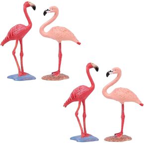 4 Pcs Pink Flamingo Ornaments Cute Resin Figurines Home Decor Wedding Birthday Cake Topper and Party Decoration