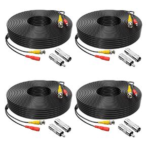 2 Pack 65ft BNC Video Power Cable Security Camera Cable Wire Cord for CCTV DVR Surveillance System with Connectors (BNC Female and BNC to RCA) (65FT, 2 Pack)