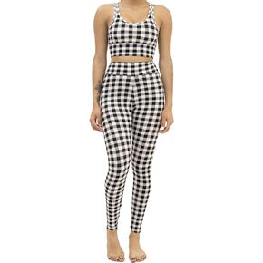 Women's Buttery Soft Workout Sets, 2 Piece Bra-Legging Matching Outfits - Gym, Yoga, Pilates and Everyday Wear - Tartan, Small