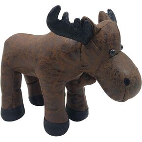 Faux Leather Fabric Animal Door Stopper Decorative Doorstops Moose Lover Gifts Stopper Wall Protectors Anti Collision Cute Brown