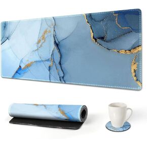 AIMSA Extended Gaming Mouse Pad, XL Large Keyboard Mouse Mat Desk Pad with Stitched Edges, Durable Non-Slip Base Mousepad for Home Office Work, 35x15.7inch,Flowers Plants