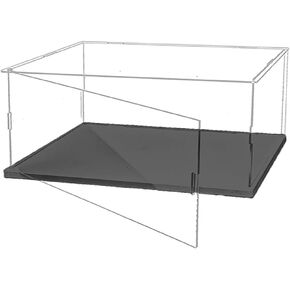 Clear Acrylic Display Case, Self-Assembly Acrylic Box with Black Thick Base and Side Door, Dustproof Protection Showcase Organizer for Collectibles Doll Toys Models Figurine (10X10X10cm/4X4X4inch)