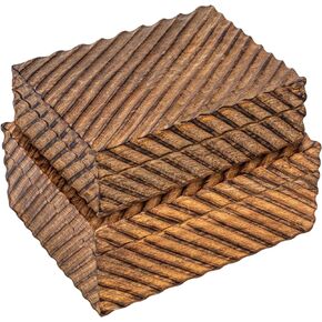 Creative Co-Op Hand-Carved Mango Wood Nesting Boxes with Burnt Finish, Grey, Set of 2