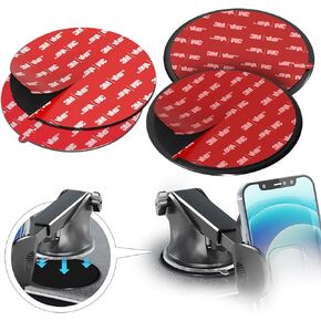 3M VHB Dashboard Adhesive Sticky Pad Set - 3.15" (80mm) Car Mount Disk for Cell Phone Holder, Secure Suction Cup Grip, Includes 2 Mounting Disks + 2 Replacement Pads