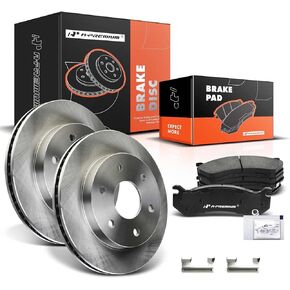 A-Premium 12.01 in (305mm) Front Drilled and Slotted Disc Brake Rotors + Ceramic Pads Kit Compatible with Select Cadillac, Chevy & GMC Models - Escalade, Avalanche, Express, Silverado, Suburban, Tahoe