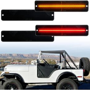 4Pcs Amber/Red LED Side Marker Lights for J'eep Cherokee SJ Wagoneer Grand Wagoneer J10 J20 Pickup CJ-5 CJ-6 CJ-7 Scrambler CJ-8 Indicator Turn Signal Light Replace OEM Side Marker Lamp Clear Lens