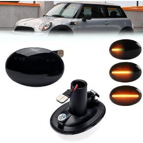Sequential Led Front Fender Side Marker Lights Turn Signal Blinker Lamp Assembly Compatible With Mini Cooper R50 R52 R53 2002-2006 1st Gen, Smoked Lens