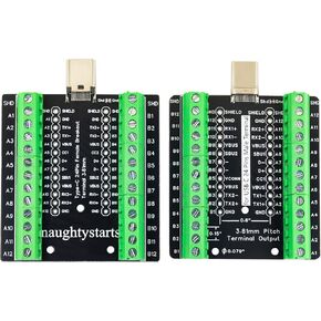 USB Type C Breakout Board Male and Female Plug 24 Pin Full Pins 2 Types Output with 0.15" Terminal Connector