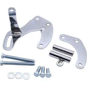 SWP Power Steering Pump Bracket Chrome Compatible for SBC SB Chevy 283 305 327 350 383 400 With Short Water Pump