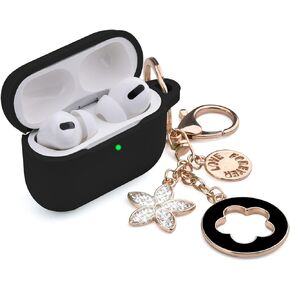 حافظة OLEBAND Airpods/iPod Pro الجيل الأول/الثاني مع سلسلة مفاتيح لامعة لطيفة، غطاء حماية من السيليكون لهاتف Apple Air pod Pro 2 و1، رؤية LED، للنساء والفتيات، شاي الحليب