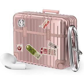 AirPods Pro 2 Case Cover, QINGQING Funny Suitcase Design Case for Airpods Pro 2nd Generation/1st Generation, Cute Fashion Protective Hard Case for Women Men with Keychain,Black