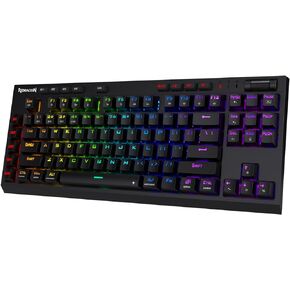 Redragon K596 PRO RGB Mechanical Gaming Keyboard, 5.0 BT/2.4 Ghz/Wired Three Modes, 87 Keys TKL Compact Keyboard w/Durable Battery, 10 Onboard Macro Keys & Wrist Rest, 10H Play Time, Red Switches