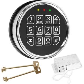 Gun Safe Lock,Digital Electronic Keypad Lock for Safes with Solenoid Lock & 2 Override Keys,High Security Fireproof Safe Box Circuit Board Lock
