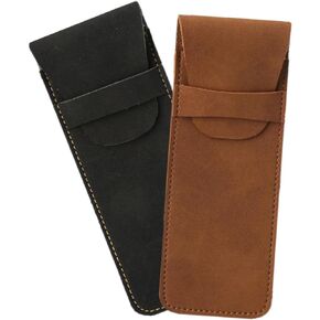 NUOBESTY Leather Pencil Case Ballpoint Pens Pen Holder Ball Point Pens Two Pen Sleeve Pen Protective Cover Leather Pen Pouch Pen Gift Bags Pen Bags Vintage Pu Clamshell Storage Bag 2pcs