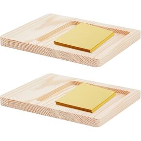 MAYJOYDIY 2pcs Wooden Sticky Note Holder Sticky Note Dispenser 4.9×3.9×0.4inch Square Memo Notepad Holder Desktop Organizer for Office Desk Home School Office Supplies & Accessories