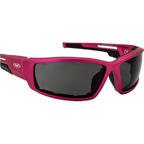 Global Vision Sly Padded Motorcycle Glasses for Women Sunglasses Pink Metallic Frame w/Smoke Lenses