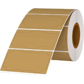 2.5x1.5 inch Thermal Labels Brown Fancy Shape Thermal Retro Stickes Self Adhesive Direct Thermal Labels for Logo Stickers, Product Labels, Name Tags Stickers, Small Business Labels