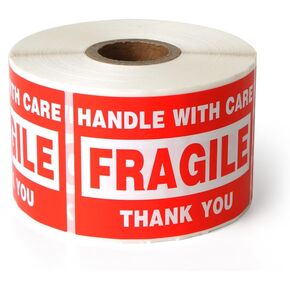 Fragile - 2"x3" Handle with Care Shipping Stickers, 500 Labels Per Roll