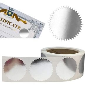 Certificate Award Seals Stickers, Gold Metallic Stickers with Serrated Edge 2'' Certificate Wafer Seals Stickers Labels for Envelopes, Package, School, Business - 250 PCS