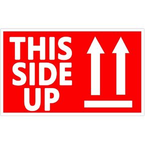 This Side Up Warning Stickers for Shipping and Packing - 2" X 3" Permanent Adhesive Labels 300 Per Roll