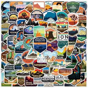 100 Pieces National Park Waterproof Vinyl Travel Sticker Decals, Outdoor Adventure Hiking Nature Camping Wilderness Stickers for Water Bottle Laptop Car Bumper Luggage Phone Case Bike (Park Theme)