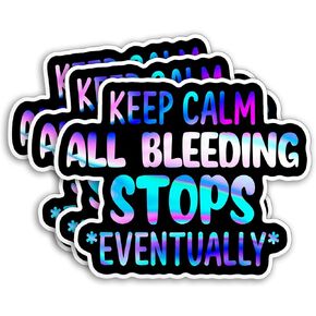(3Pcs) All Bleeding Stops Eventually Sticker ER Nurse Funny Medical Healthcare Radiology Nursing 2" Waterproof Die-Cut Vinyl Sticker for Laptop Water Bottle Hard Hat Sticker Decal Gifts 2 Inches