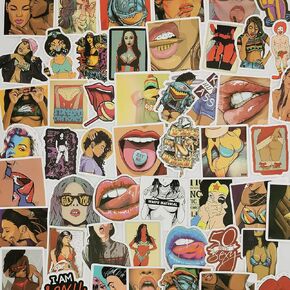 50pcs Sexy Girls Stickers for Adults,Pin Up Porn Sticker Packs for Bikes Skateboard Laptop Water Bottles Phone Motorcycle Luggage,Waterproof Vinyl Graffiti Hot Ladies Decals Dirty