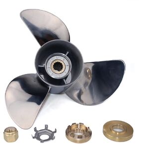 Stainless Steel Outboard Propeller fit Mercury, 13 Diameter x 19 Pitch, 15 Spline Tooth Boat Motor Prop, RH Propellers for 40 50 70 Force 75 80 90 100 115 125 140 H