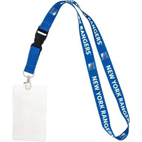 Desert Cactus New York Rangers Lanyard NHL National Hockey League Car Keys ID Badge Holder Lanyard Keychain Buckle (Blue with Pouch)
