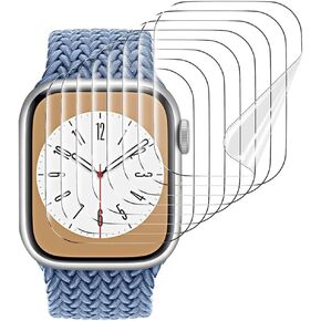 5 قطع من طبقة هيدروجيل شفافة لساعة Apple 45 مم سلسلة 9/8 / 7 (2023) iWatch 45 مم واقي شاشة ناعم من مادة TPU رفيع للغاية، حساس للمس، شفاء ذاتي، مقاوم للانفجار، فتح بصمة الإصبع