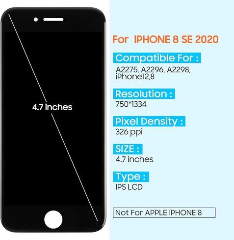 for iPhone SE 2020 2nd Screen Replacement, Full Assembly Retina LCD for iPhone 8 Touch Digitizer with Repair Tools for iPhone8 SE2 A2275, A2298, A2296 in Saudi Arabia