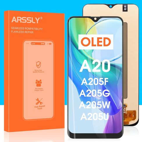 OLED Screen Replacement for Samsung Galaxy A20, LCD Display for A205 SM-A205FN A205F/DS A205M A205GN/DS Touch Screen Digitizer Full Assembly with Repair Kits(Black,6.36 inch) in Saudi Arabia