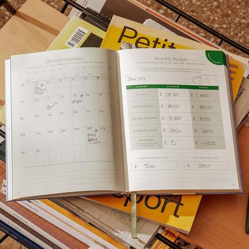 مخطط التمويل - البرسيم، 153 مم × 215 مم، غلاف مقوى | مقالات مرشد المال | مراجعات 6 أشهر وسنوية، أدوات التتبع الشهرية | ورقة من مصادر أخلاقية | دليل الميزانية النهائي in Kuwait