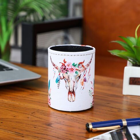 Modern Flower Purple Lilac PU leather Pencil Pen Holder Desk Organizer PH21 in Saudi Arabia