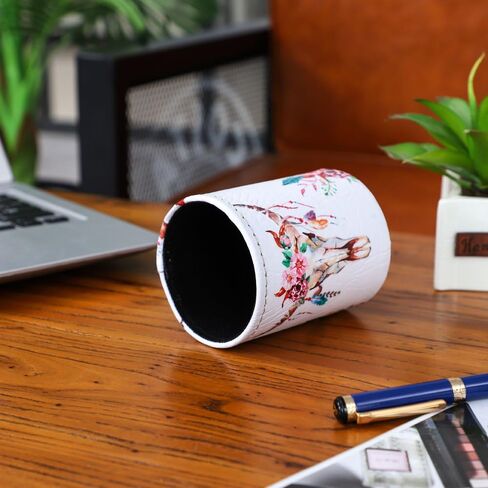 Modern Flower Purple Lilac PU leather Pencil Pen Holder Desk Organizer PH21 in Saudi Arabia
