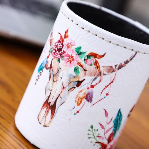 Modern Flower Purple Lilac PU leather Pencil Pen Holder Desk Organizer PH21 in Saudi Arabia