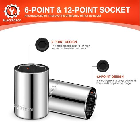 مجموعة مقابس محرك مترية 32 قطعة 1/2 بوصة، 6 نقاط (8 مم - 32 مم) 12 نقطة (10 مم - 19 مم)، مجموعة أدوات ميكانيكي مفتاح ربط السقاطة، فولاذ CR-V in Kuwait