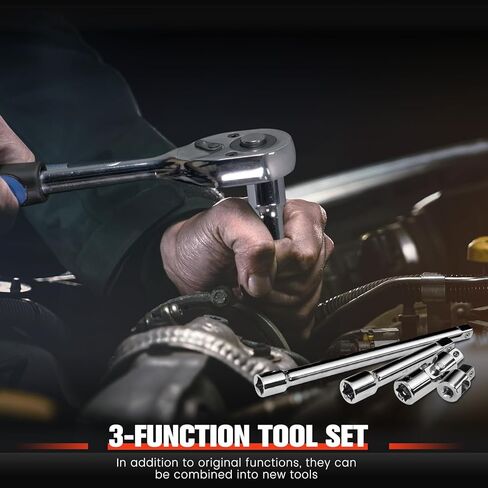 مجموعة مقابس محرك مترية 32 قطعة 1/2 بوصة، 6 نقاط (8 مم - 32 مم) 12 نقطة (10 مم - 19 مم)، مجموعة أدوات ميكانيكي مفتاح ربط السقاطة، فولاذ CR-V in Kuwait