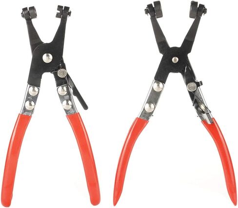 2 PCS Flat Hose Clamp Plier & 45° Angled Flat Band Hose Clamp Plier, Car Water Pipe Locking Pliers Flexible Ring Type Hose Clamp Pliers for Installation of Low Radiators and Hose Removal Tool in Saudi Arabia