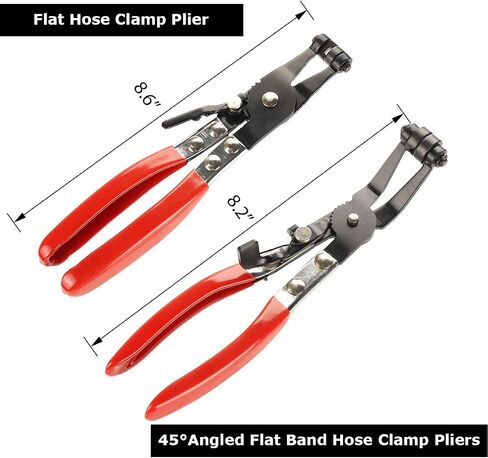 2 PCS Flat Hose Clamp Plier & 45° Angled Flat Band Hose Clamp Plier, Car Water Pipe Locking Pliers Flexible Ring Type Hose Clamp Pliers for Installation of Low Radiators and Hose Removal Tool in Saudi Arabia